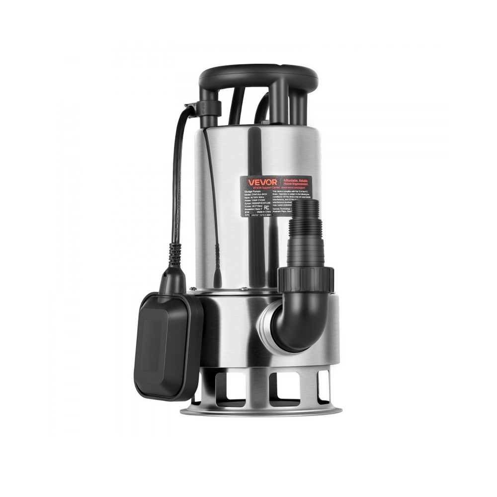 VEVOR Submersible Sewage Pump 1HP 5500GPH Stainless Steel Sludge Pump